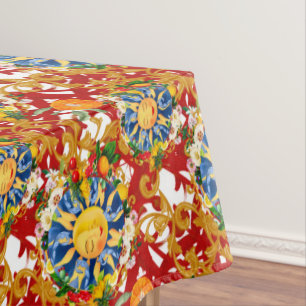 Toalha De Mesa Sol siciliano,meia lua,verão,majolica,limão