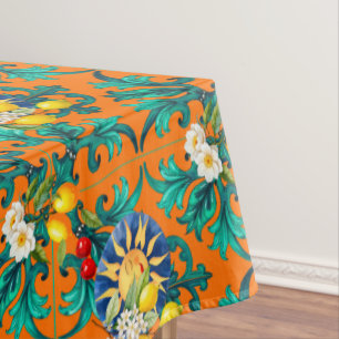 Toalha De Mesa Sol siciliano,verão,limão,mosaico,azul,