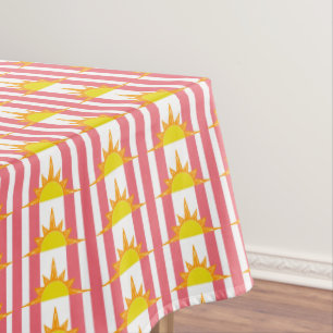 Toalha De Mesa Sopro Amarelo Laranja em faixas Rosa