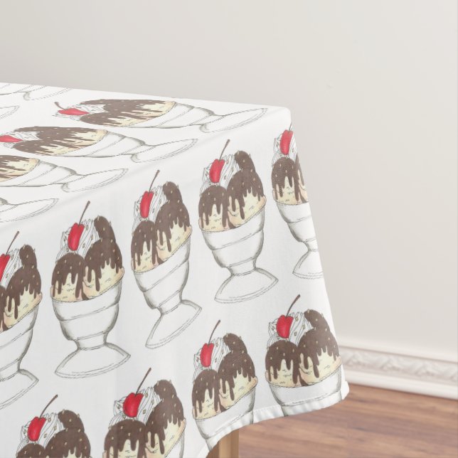 Toalha De Mesa Sorvete Shoppe Hot Fudge Sundae Dessert Cherry (Posição Original)