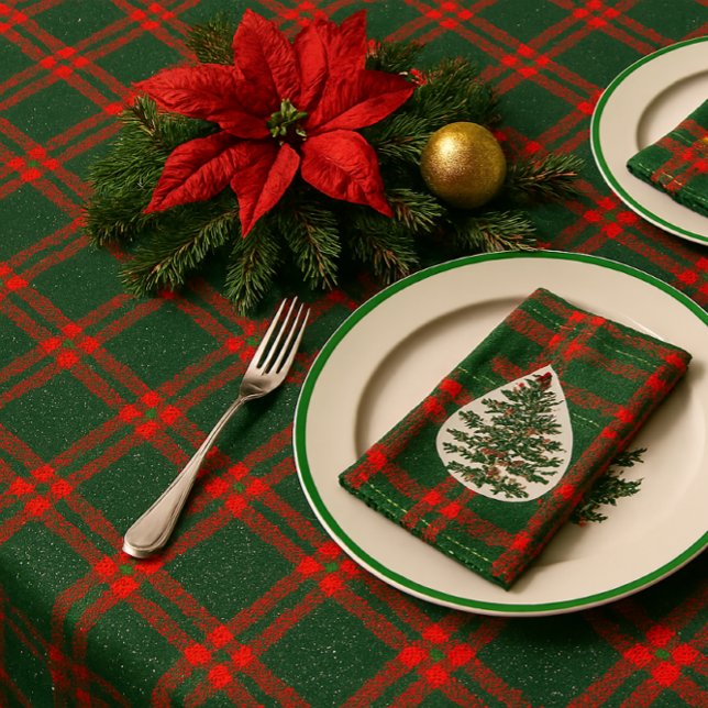 Toalha De Mesa Sparkle Red Green Christmas Tartan (Criador carregado)