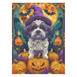 Toalha De Mesa Spooky Shih Tzu Dog Halloween Bruxelles E Pumpkin