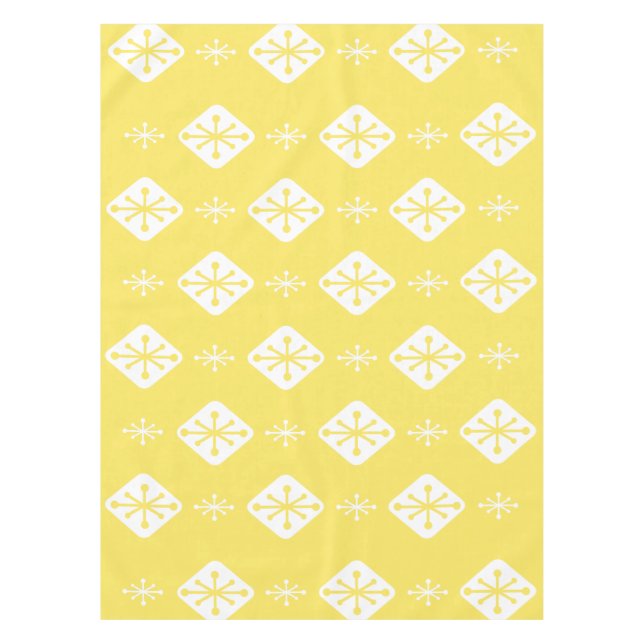 Toalha De Mesa Starbursts do Século Médio Amarelo (Frente)