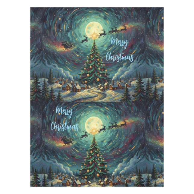 Toalha De Mesa Starry Night Christmas Tablecloth 52x70 Santa (Frente)