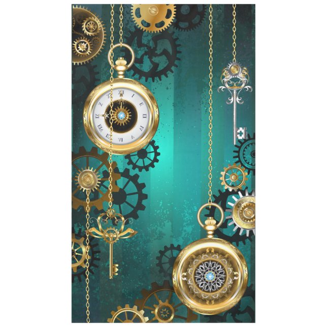 Toalha De Mesa Steampunk Jewelry Watch em um fundo verde (Frente)
