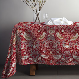 Toalha De Mesa Strawberry Thief Red William Morris Padrão Floral
