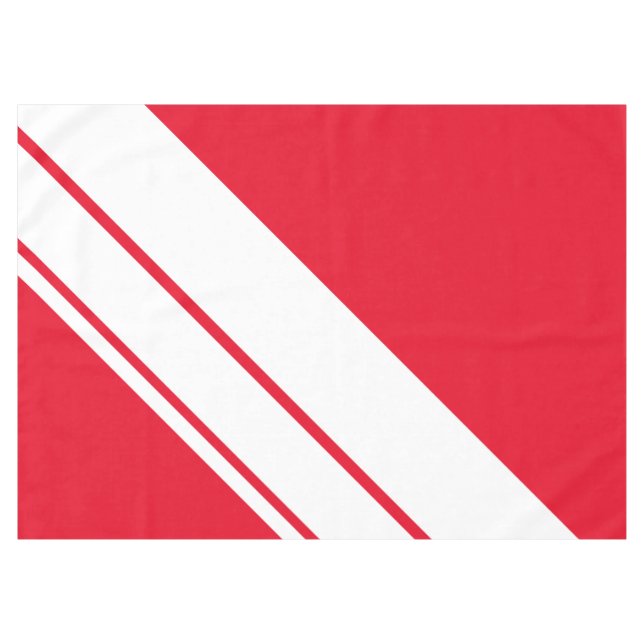 Toalha De Mesa Stripes de Diagonal Vermelho Branco Atlítico Brilh (Frente (Horizontal))