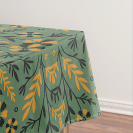 Toalha De Mesa Stylized botanical orange and black floral pattern