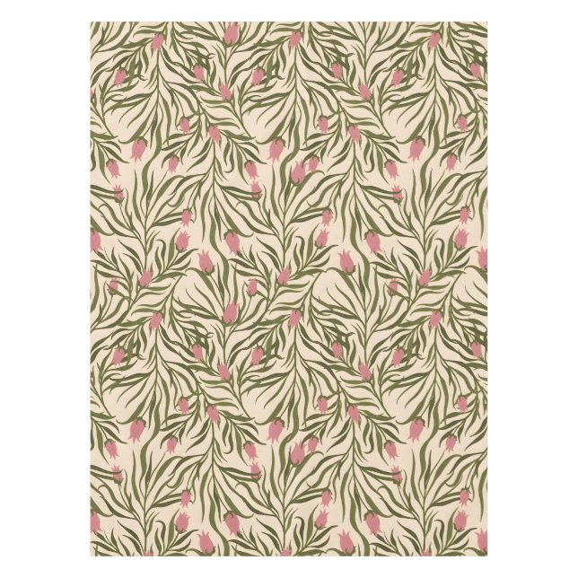 Toalha De Mesa Stylized pink bell-shaped floral pattern (Frente)