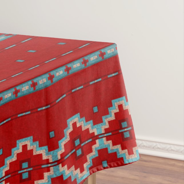 Toalha De Mesa Sudoeste de Mesas Vermelhas e Turquesas Tablecloth (Posição Original)