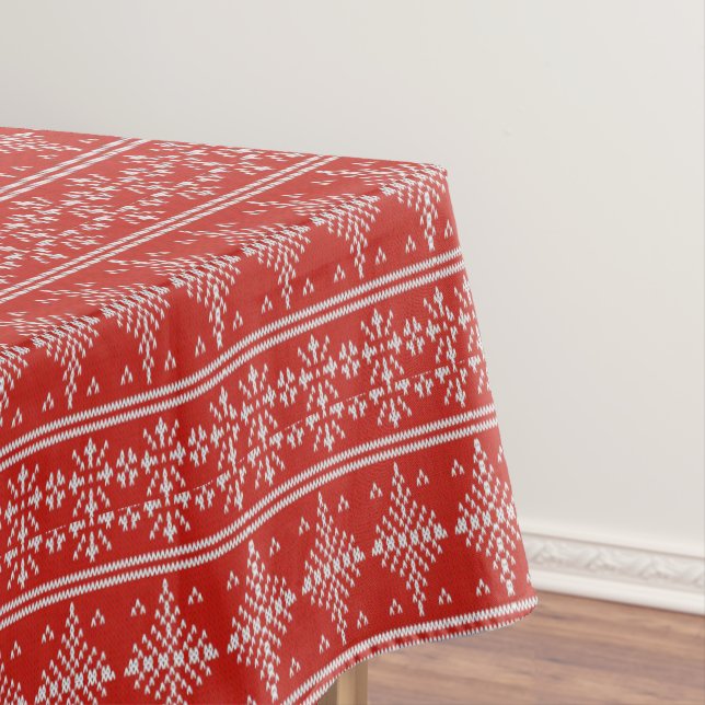 Toalha De Mesa Suéter feio vermelho e branco de Natal (Posição Original)