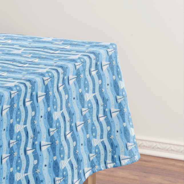 Toalha De Mesa Summer Sailboat Beach House Tablecloth Náutica (Posição Original)
