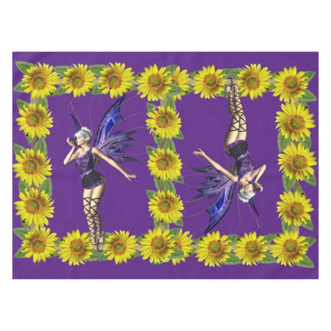 Toalha De Mesa Sunflower Fairy Tablecloth (Frente (Horizontal))
