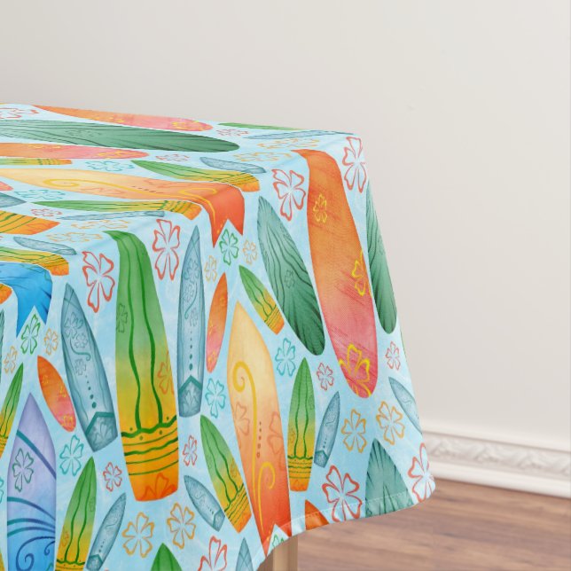 Toalha De Mesa Surfistas de Laranja Verde e Verão Azul (Posição Original)