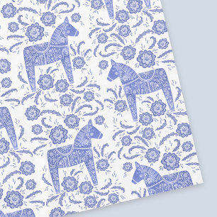 Toalha De Mesa Swedish Dala Horse Blue and White Tablecloth