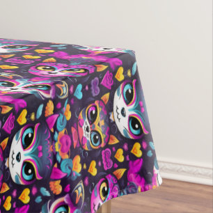 Toalha De Mesa 😻 Sweet Gatos de Muertos Fiesta