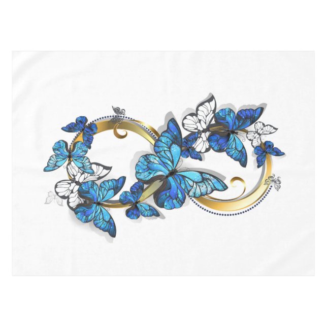 Toalha De Mesa Symbol Infinity of Blue Morpho Butterflies (Frente (Horizontal))