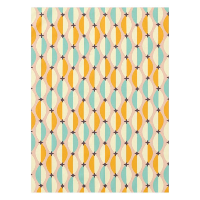 Toalha De Mesa Symmetrical retro pattern with interlocking teal (Frente)