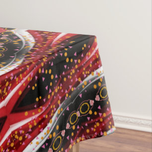 Toalha De Mesa Tablecloa Abstrato Preto Vermelho Branco