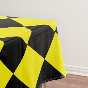 Toalha De Mesa Tablecloe de Xadrez Preto e Amarelo