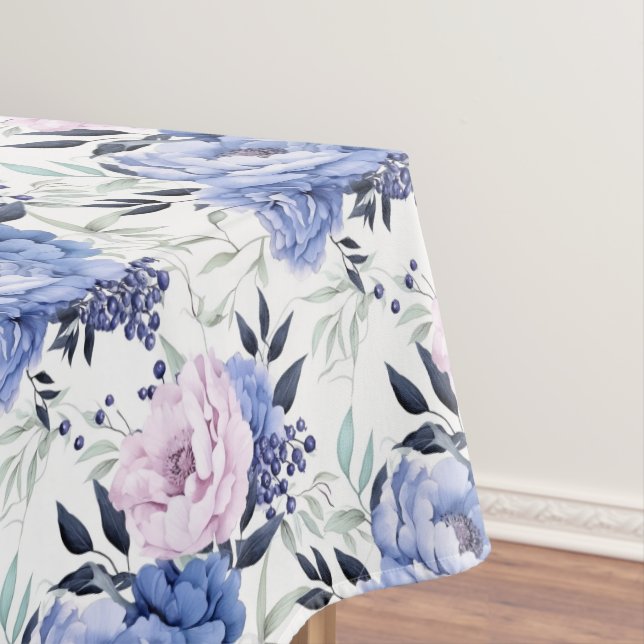 Toalha De Mesa Tablecloe Floral de Peony Rosa e Azul (Posição Original)