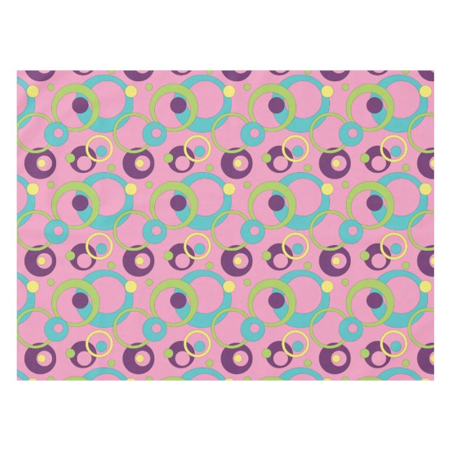 Toalha De Mesa Tableclote de Círculos Rosa Funk (Frente (Horizontal))