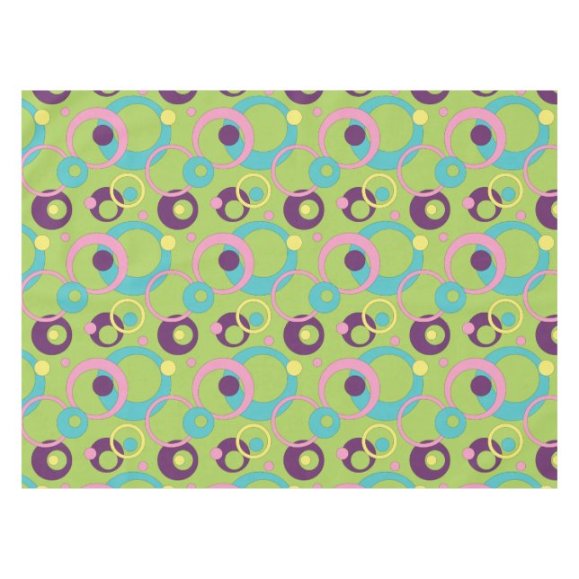 Toalha De Mesa Tableclote de Círculos Verdes Funky (Frente (Horizontal))