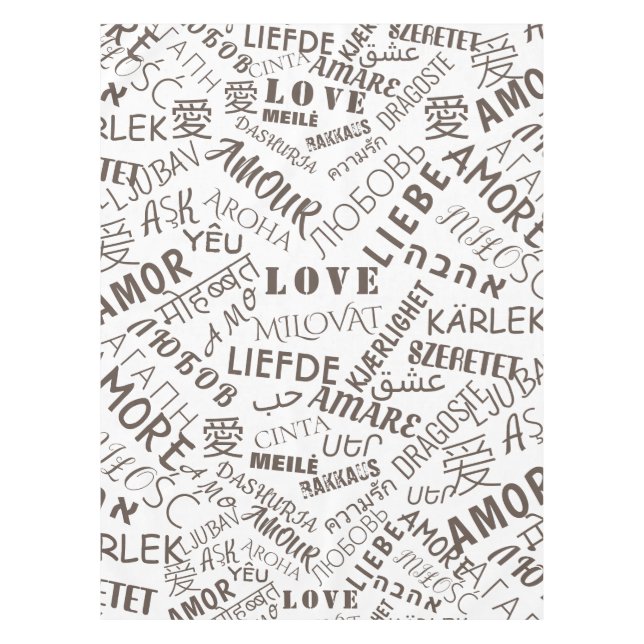 Toalha De Mesa Tableclote de Texto de Amor Multiidioma (Frente)