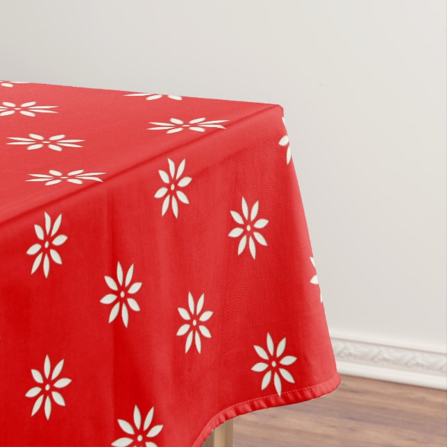 Toalha De Mesa Tableclote Vermelho e Branco Floral (Posição Original)