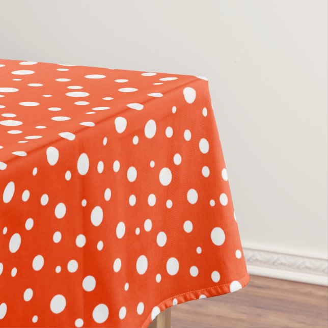 Toalha De Mesa Tablecloth "60x84" Laranja e Bolinhas brancas (Posição Original)