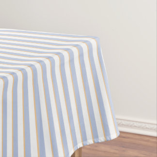 Toalha De Mesa Tablecloth Azul Pálido e Faixa Laranja