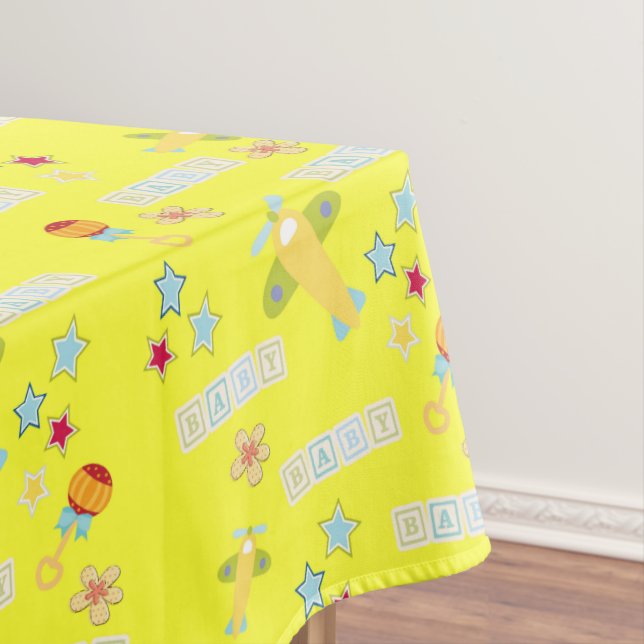 Toalha De Mesa Tablecloth Baby Airplane Amarelo (Posição Original)