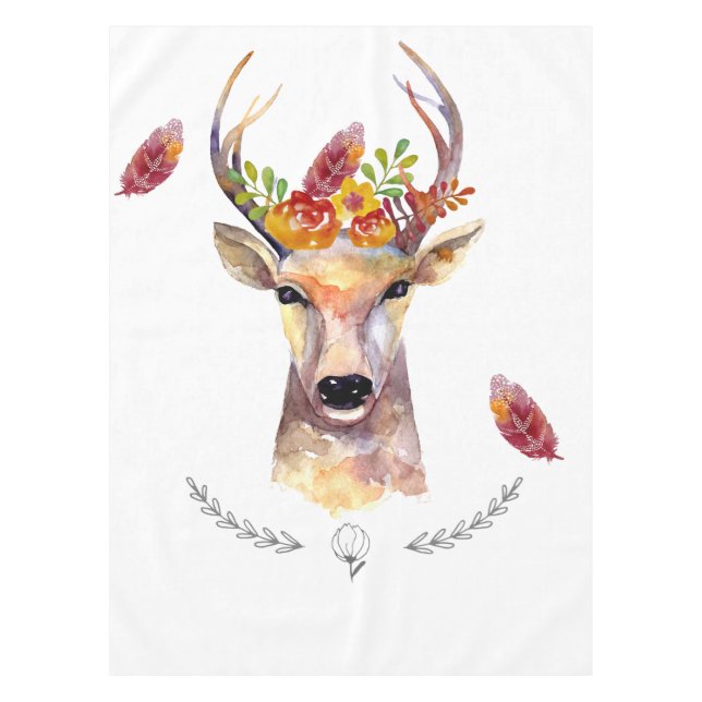 Toalha De Mesa Tablecloth boho cervo buck Head Browni (Frente)