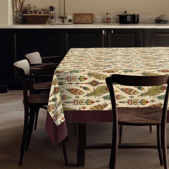 Toalha De Mesa Tablecloth Boho Chic com Detalhes da Seta Tribal (Boho Chic Tablecloth with Tribal Arrow Details)