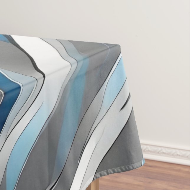 Toalha De Mesa Tablecloth com cinzas, linhas brancas e azuis (Posição Original)