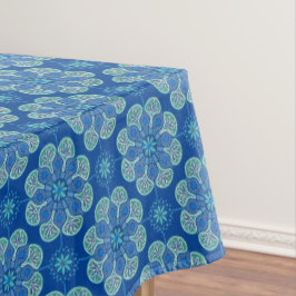 Toalha De Mesa Tablecloth com medalhões azuis e verdes