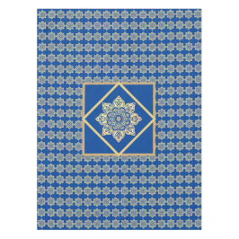Toalha De Mesa Tablecloth com medalhões de ouro em azul