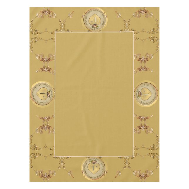 Toalha De Mesa Tablecloth de Aniversário de Casamento Ochre da Ou (Frente)