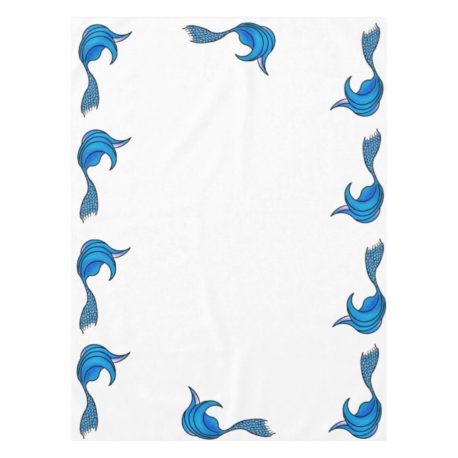 Toalha De Mesa Tablecloth de Cauda da Sereia Azul (Frente)