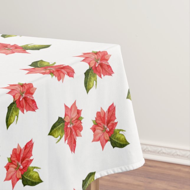 Toalha De Mesa Tablecloth de Flores de Natal com Aquarela (Posição Original)