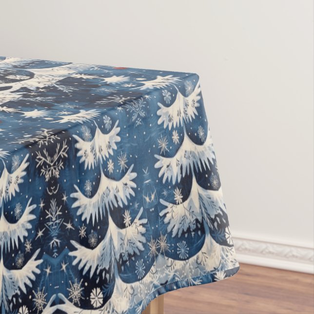 Toalha De Mesa Tablecloth de Natal Branco Azul (Posição Original)