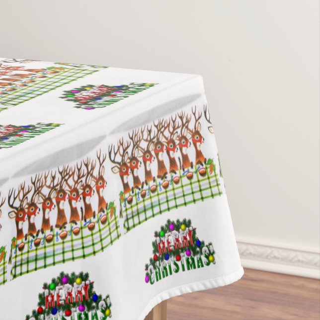 Toalha De Mesa Tablecloth de Natal, Feliz Natal, Reindeer (Posição Original)