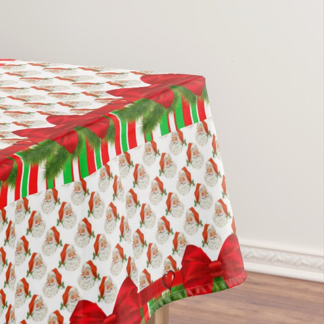 Toalha De Mesa Tablecloth de Natal, Feliz Papai noel Stripe (Posição Original)