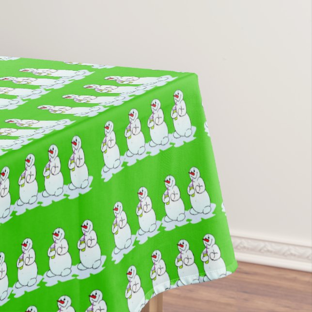 Toalha De Mesa Tablecloth de Natal, Snowman Green Sedento (Posição Original)