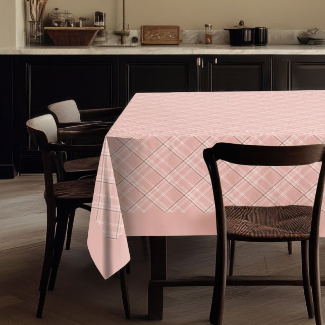 Toalha De Mesa Tablecloth de Xadrez Dourada na moda Rosa para Jan (Stylish Rose Gold Plaid Tablecloth for Dining)