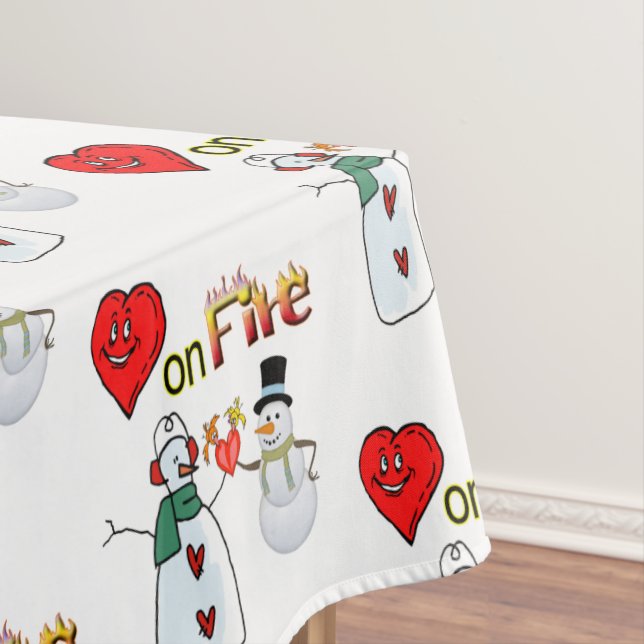 Toalha De Mesa Tablecloth Dia de os namorados Heart Fire Snowman (Posição Original)