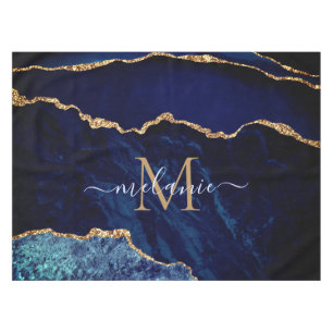 Toalha De Mesa Tablecloth do Nome Personalizado do Marble Azul-Do