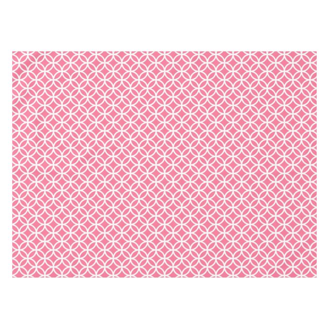Toalha De Mesa Tablecloth do rosa e o branco da ligação dos (Frente (Horizontal))