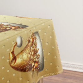 Toalha De Mesa Tablecloth Dourada de Natal Hat
