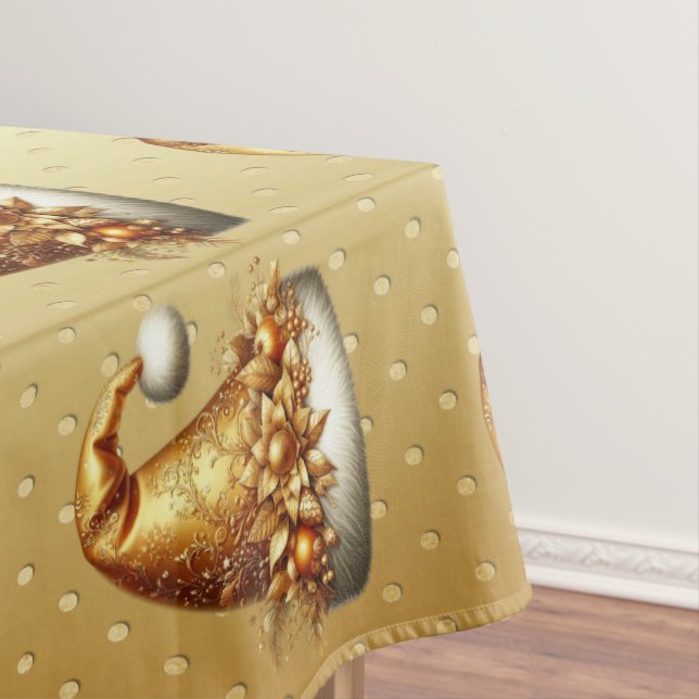 Toalha De Mesa Tablecloth Dourada de Natal Hat (Posição Original)